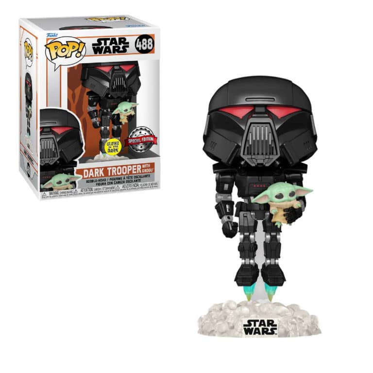Funko POP! Dark Trooper with Grogu & FREE Protector Case (Special Edition) 488