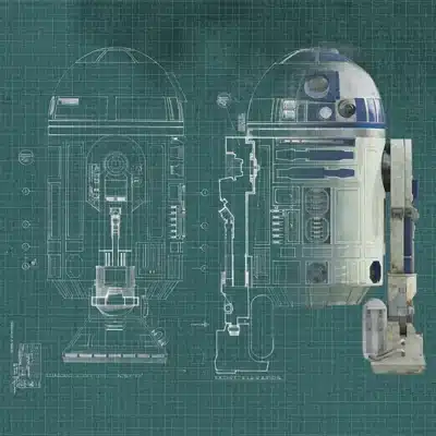 Star Wars Art - R2-D2 Blueprint (40x40cm)